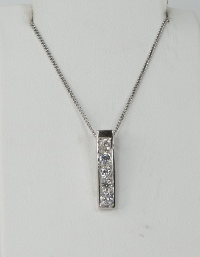 Sterling Silver CZ Bar Pendant and Chain